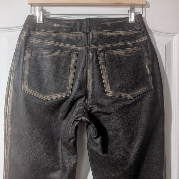 Rudsak | Women's Bootcut Leather Pants In Distressed Brown - Picture 9 of 12